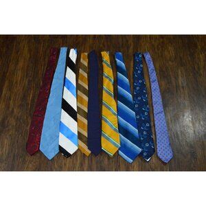 Men's Neckties Vintage Retro Lot of 9 Mixed Makers Multicolor PAtterns 70's READ